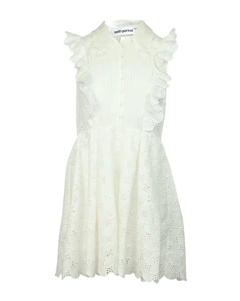 White Polyester Self Portrait Dress