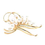 Gold Fabric Mikimoto Brooch