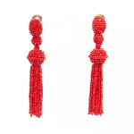 Red Fabric Oscar de la Renta Earrings