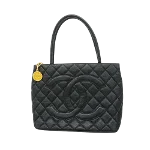 Black Leather Chanel Medaillon