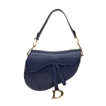 Blue Leather Dior Saddle Bag