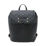 Black Leather Chanel Backpack