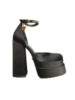 Black Leather Versace Heels