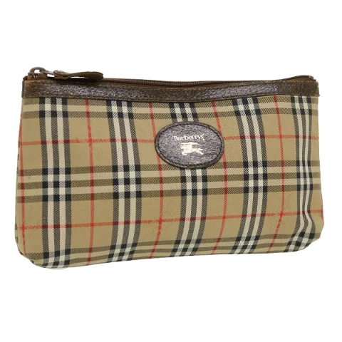 Beige Canvas Burberry Pouch