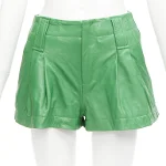 Green Leather Ganni Shorts