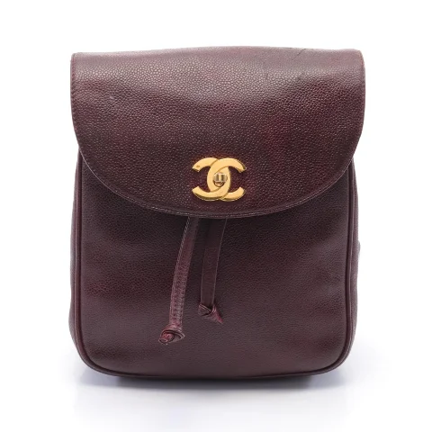 Burgundy Leather Chanel Backpack