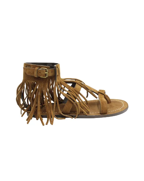 Brown Suede Saint Laurent Sandals