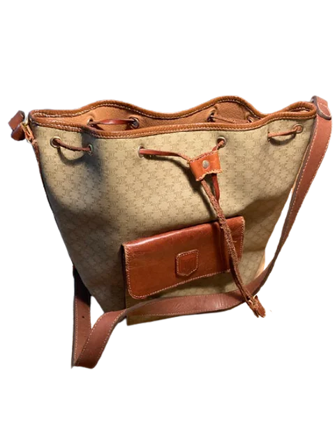 Brown Canvas Celine Shoulder Bag