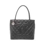 Black Leather Chanel Medaillon