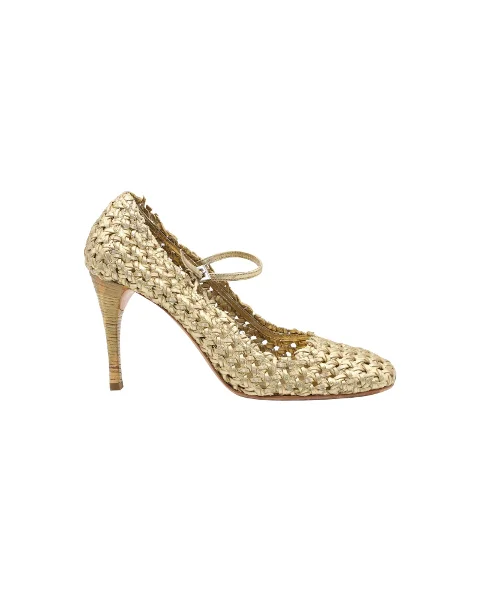 Gold Leather Prada Heels