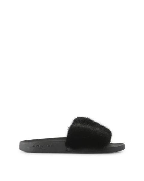 Black Fur Givenchy Sandals