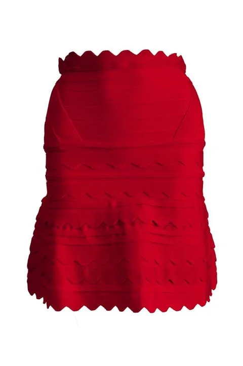 Red Fabric Hervé Léger Skirt
