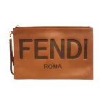 Brown Leather Fendi Clutch