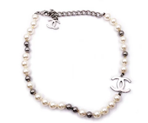 Silver Pearl Chanel Necklace