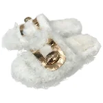 White Faux Fur Stella Luna Sandals