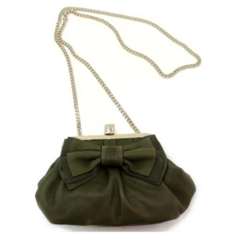 Red Valentino Olive Green Evening Kisslock Chain Bag 872894