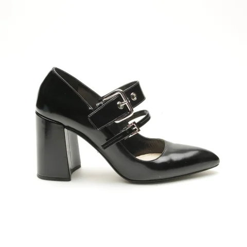 Black Leather Prada Heels