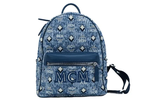 Blue Fabric MCM Backpack