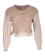 Beige Cotton Self Portrait Sweater