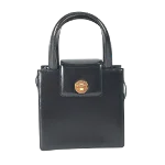 Black Leather Bvlgari Handbag