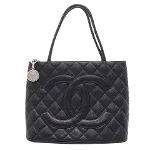 Black Leather Chanel Medaillon