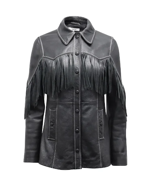 Black Leather Ganni Jacket
