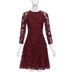 Burgundy Fabric Oscar de la Renta Dress