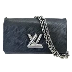 Black Leather Louis Vuitton Wallet on Chain