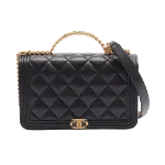 Black Leather Chanel Boy Bags