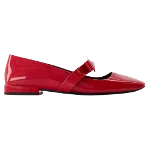 Red Leather Versace Flats