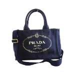 Navy Fabric Prada Canapa Tote