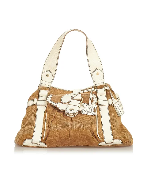 Brown Fabric Celine Handbag