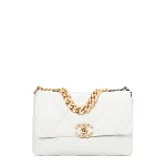 White Leather Chanel 19 Bag