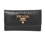 Black Leather Prada Key Holder