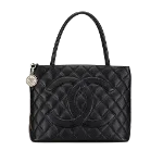 Black Leather Chanel Medaillon