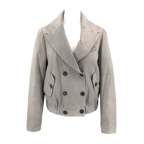 Grey Leather Brunello Cucinelli Jacket