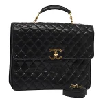 Black Leather Chanel Briefcase