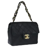 Black Leather Chanel Handbag