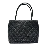 Black Leather Chanel Medaillon