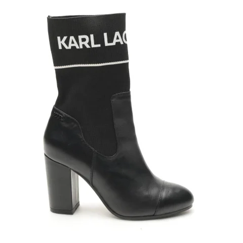 Black Leather Karl Lagerfeld Boots