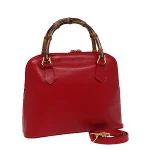 Red Leather Gucci Bamboo