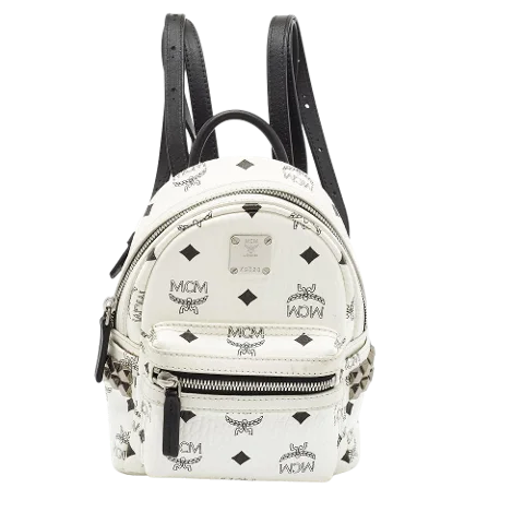 White Coated canvas MCM Backpack