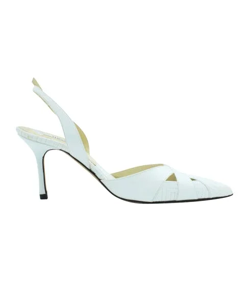 White Leather Versace Heels