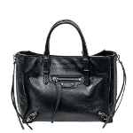 Black Leather Balenciaga Papier