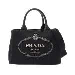 Black Cotton Prada Canapa Tote