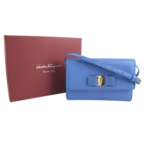 Blue Leather Salvatore Ferragamo Shoulder Bag