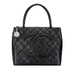 Black Leather Chanel Tote