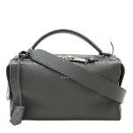 Grey Leather Fendi Boston Bag