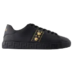 Black Leather Versace Sneakers