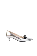 Silver Canvas Prada Heels